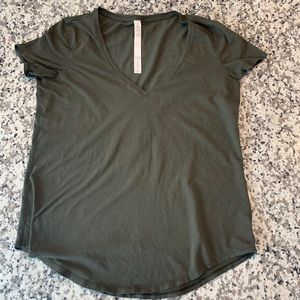 Olive green Lululemon V neck tee
